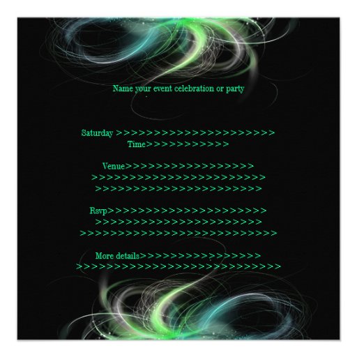 Sweet 16 Birthday Black & Blue Green Swirls Personalized Announcements