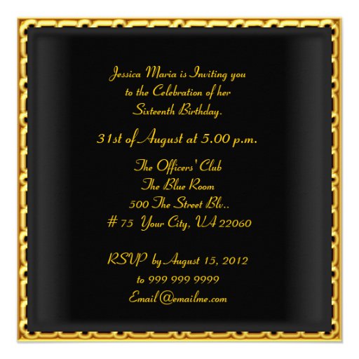 Sweet 16 Birthday Black Red Gold Tiara Custom Invites