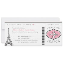 Sweet 16 Birthday Boarding Pass to Paris Invitations