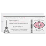 Sweet 16 Birthday Boarding Pass to Paris Invitations
