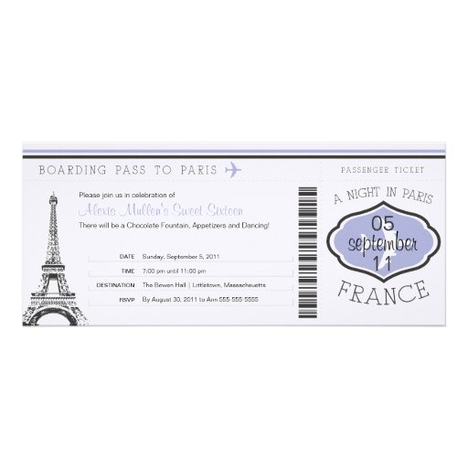 Sweet 16 Birthday Boarding Pass to Paris Announcement