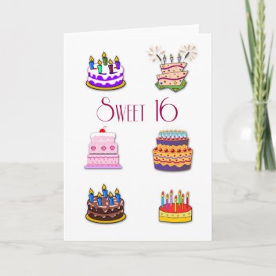 Sweet 16 Birthday Cakes Greeting Cards from Zazzle.com