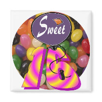 Sweet 16 Birthday Gear Fridge Magnets