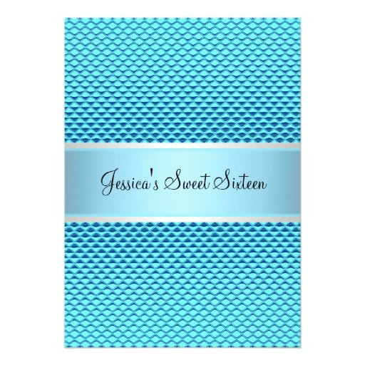 Sweet 16 Birthday Glam Blue Glitter Party Personalized Announcements