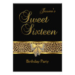 Sweet 16 Birthday Gold Black Leopard bow Invite