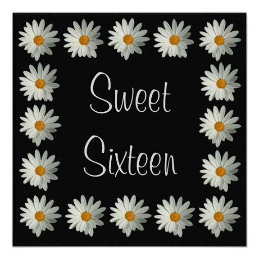 Sweet 16 Birthday Invitations - Daisy Flower
