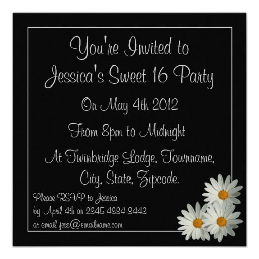 Sweet 16 Birthday Invitations - Daisy Flower