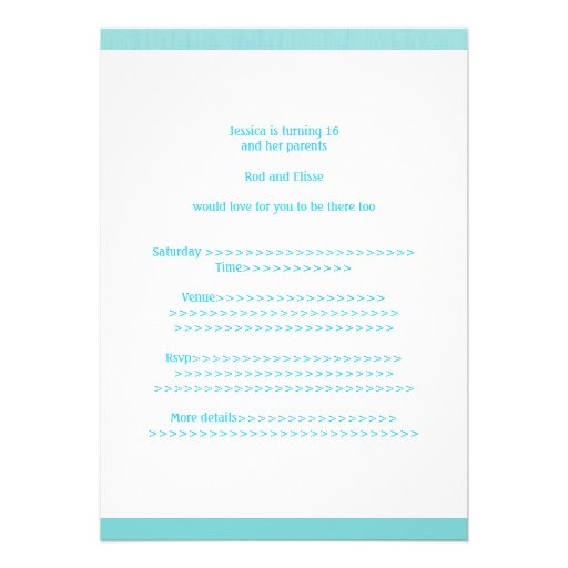 Sweet 16 Birthday Party Blue Static Custom Announcements