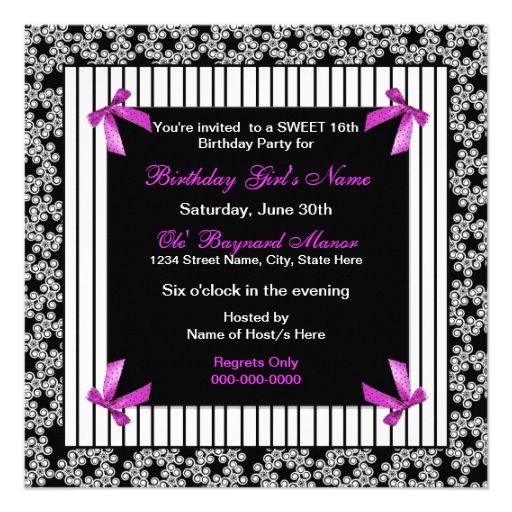 SWEET 16 BIRTHDAY PARTY INVITATION
