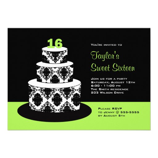 Sweet 16 Birthday Party Invitations in Lime