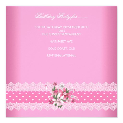 Sweet 16 Birthday Party Pink White Pink Spot Pink Invitations