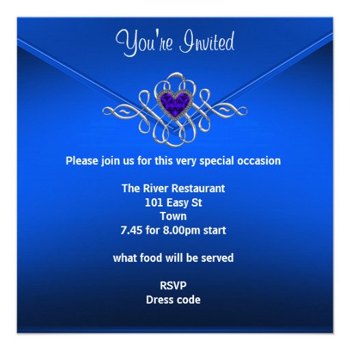 Sweet 16 Birthday Party Royal Blue Gem Velvet Announcement