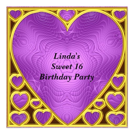 Sweet 16 Birthday Party VIP pass Purple 2 Custom Announcements
