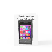 Sweet 16 Birthday Phone App Humor Greeting Card