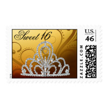 Sweet 16 Birthday Princess Tiara Postage (gold)