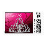 Sweet 16 Birthday Princess Tiara Postage hot pink