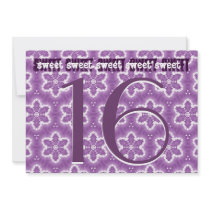 Sweet 16 Birthday Purple Flowers Template Personalized Invitation