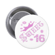 Sweet 16 Birthday With Crown Pinback Button