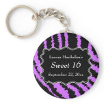 Sweet 16 Black and Purple Zebra Pattern Key Chains