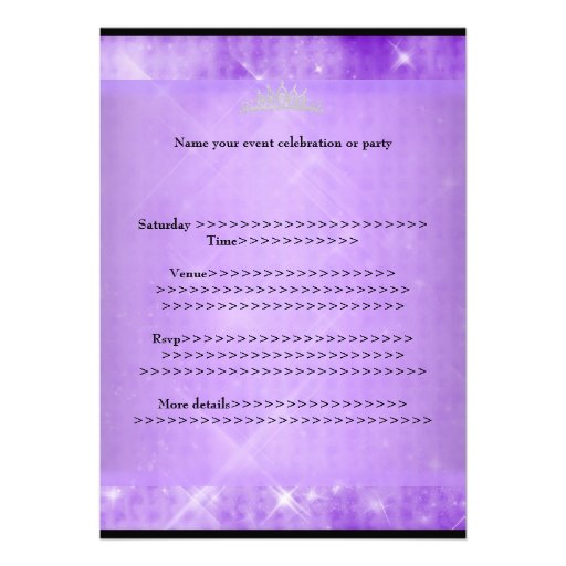 Sweet 16 Black Dress Purple Silver Glitter 3 Custom Invitation