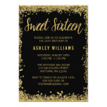 Sweet 16 Black Gold Glitter Birthday Card