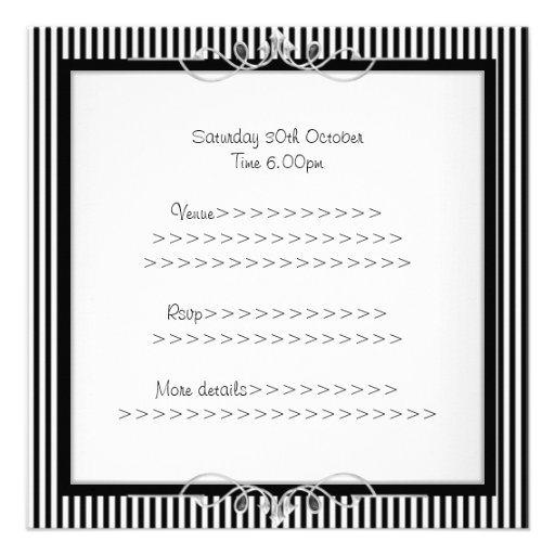 Sweet 16 Black & White Stripe Jewel Frame Party Announcement