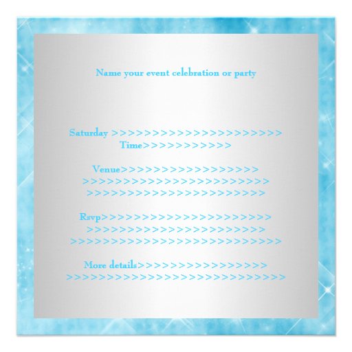 Sweet 16 Blue Glitter Silver Jewel Tiara Party 16 Personalized Invite