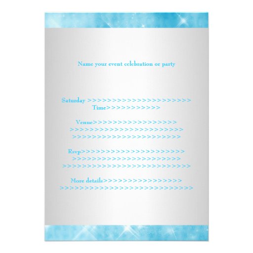 Sweet 16 Blue Glitter Silver Jewel Tiara Party 16 Custom Invitation