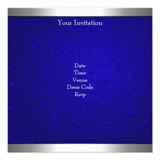 Sweet 16 Blue Silver Floral Love Birthday Party Invite