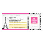 Sweet 16 Boarding Pass to Paris Personalized Invitation