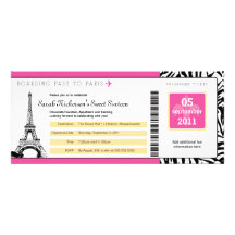 Sweet 16 Boarding Pass to Paris Personalized Invitation