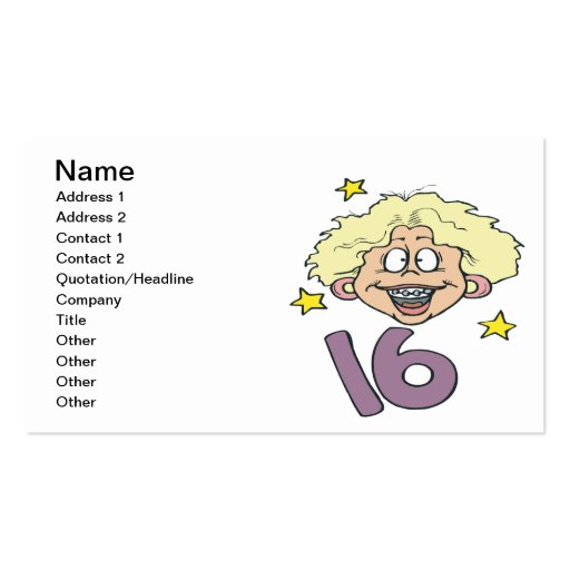 Sweet 16 business cards