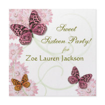 Sweet 16 Butterfly and Daisy Invitation Card