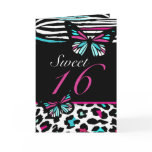 Sweet 16 Card Butterfly, Leopard &amp; Zebra Print