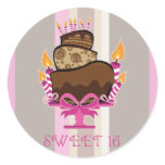 Sweet 16 Chocolate Cake & Candles Sticker