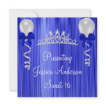 Sweet 16 Cobalt White Silver Jewel Tiara Formal Custom Invitations