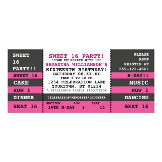 Sweet 16 Concert Ticket Invitation