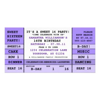 Sweet 16 Concert Ticket Invitation Photo Card