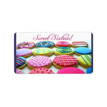 Sweet 16 cookie tray personalized address labels