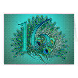 Sweet 16 elegant peacock feather template cards