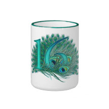 Sweet 16 elegant peacock feather template coffee mugs