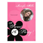 Sweet 16 Floral Photo Birthday Party Invitation invitations