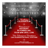 Sweet 16 Glamorous Red Carpet Party Invitations