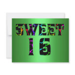 Sweet 16 Green Multi Color Birthday Party Personalized Invitation