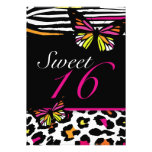 Sweet 16 Invitation Bright Butterfly & Zebra Print