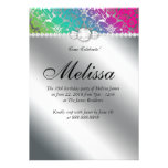 Sweet 16 Invitation Floral Damask Pink Green