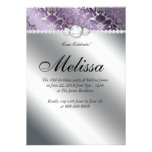 Sweet 16 Invitation Floral Damask Purple Silver