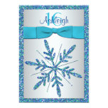 Sweet 16 Invite | PRINTED BOW | Snowflake - Blue