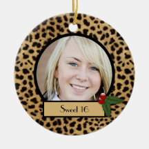 Sweet 16 Leopard Print Christmas Ornament