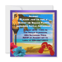 Sweet 16 Luau Beach Party Personalized Announcement